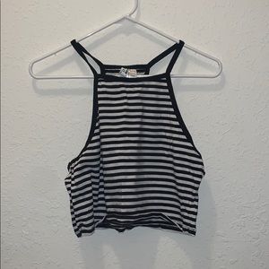 Black and White striped halter tank top.